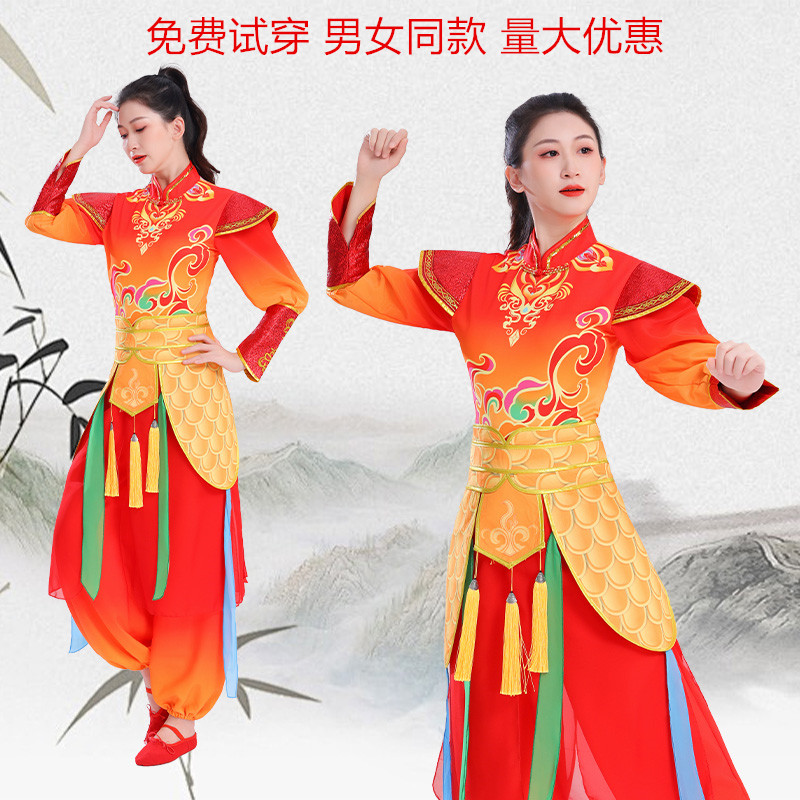 打鼓服锣鼓队大鼓表演服装民俗演出服中国风腰鼓队开场舞秧歌队服