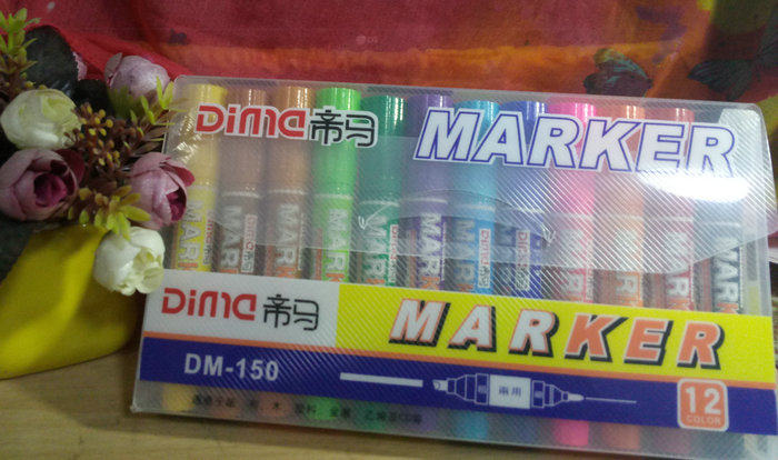 特价正品帝马 POP笔彩色12色大双头油性记号笔 海报广告笔 马克笔