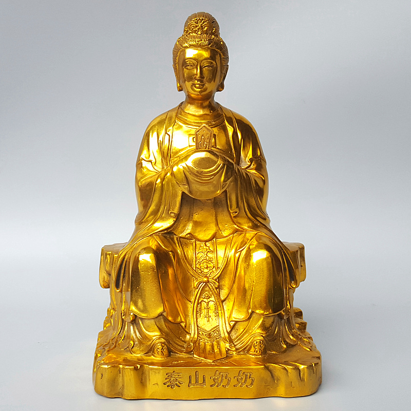 泰山奶奶铜像眼光娘娘观音神像碧霞元君老母圣母中式摆件承接定制