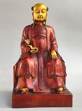 三茅真君铜像茅山派祖师茅盈茅固茅衷道家像黄铜铸造工艺