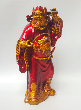 钟馗黄铜空心持扇天师中式客厅