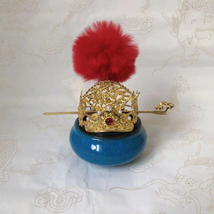 栖鸾庭 男女通用束古风发冠汉服古装宝玉紫金双龙头冠一套饰品