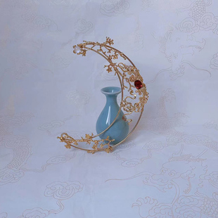 栖鸾庭 汉服百搭月亮发冠头饰古装仙气弯月精致头冠饰品