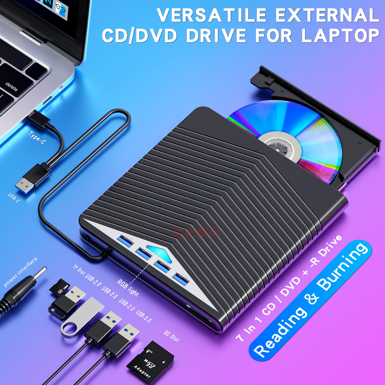 多功能BD蓝光外置移动光驱DVD刻录机笔记本台式机电脑外接USB3.0-封面