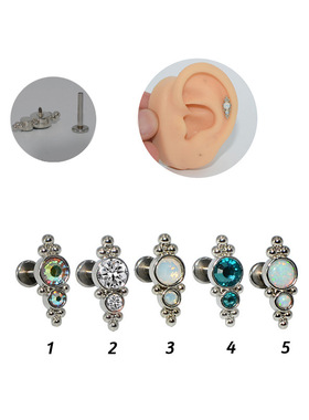 2025新款耳骨钉G23钛合金镶锆石爆款焊小球澳宝钻唇钉穿刺饰品
