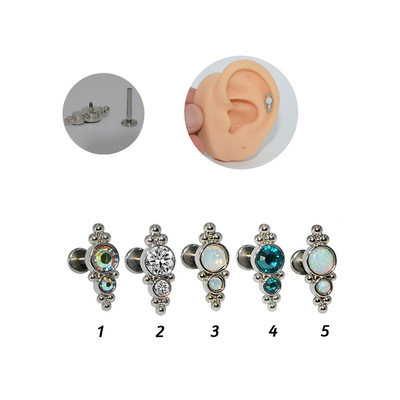 2025新款耳骨钉G23钛合金镶锆石爆款焊小球澳宝钻唇钉穿刺饰品