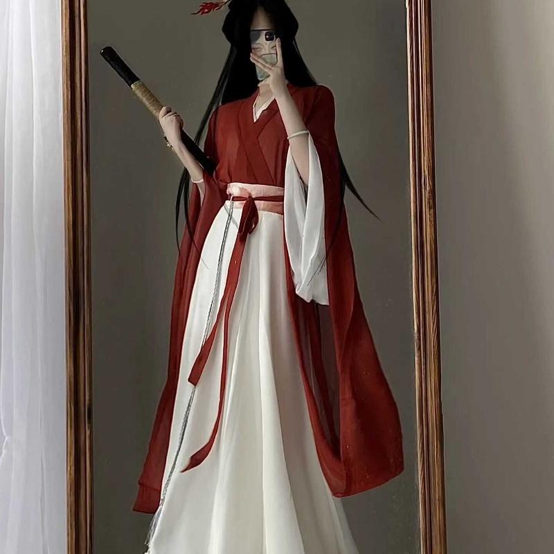 原创汉服女【墨染】魏晋风交领大袖襦齐腰八破裙爆款战国袍款套装
