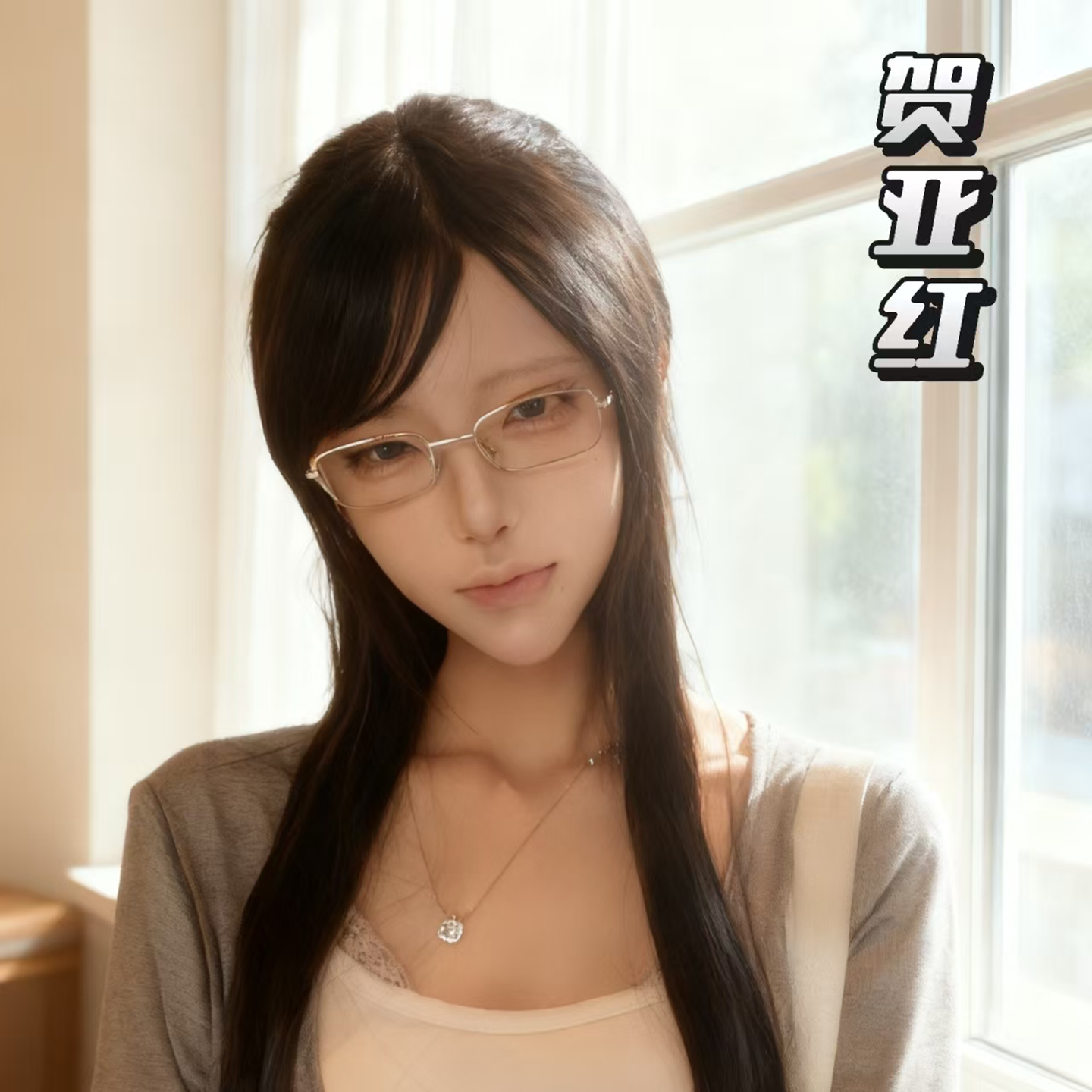 贺亚红cos假发纸房子忧郁清冷姐感假发温柔黑长直万用毛坯全头套