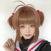 百变少女樱小樱cos假发女自然蓬松空气刘海甜美Lolita直发全头套