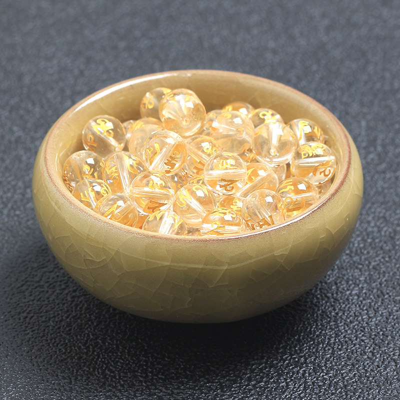 NATURAL WHITE CRYSTAL TEA CRYSTAL HOT STAMPING SIX WORDS MANTRA PROVERBS LOOSE BEADS BEADS DIY HANDMADE BEADS ACCESSORIES BAG