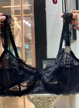 超薄蕾丝文胸性感黑色女士内衣钢托胸罩聚拢透气大胸75DE80D85D