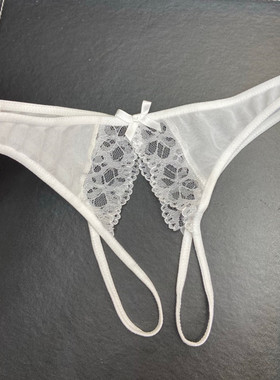 激情内裤白色黑色趣味开档免脱透明蕾丝开叉日系少女丁字火辣性感