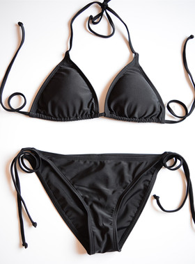包邮性感泳衣分体泳衣bikini黑色三角杯比基尼显瘦系带女