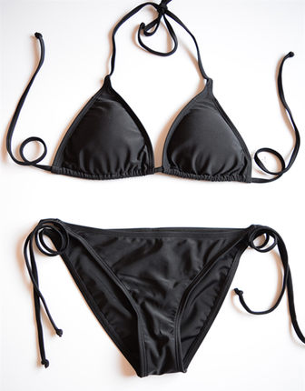 包邮性感泳衣分体泳衣bikini黑色三角杯比基尼显瘦系带女