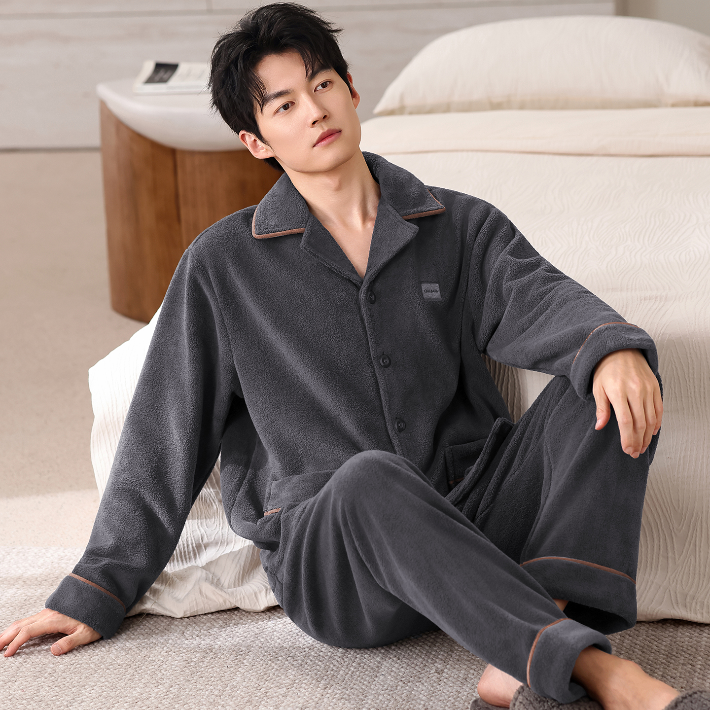 珊瑚绒睡衣男秋冬款加厚加绒法兰绒保暖男士加大码家居服宽松套装
