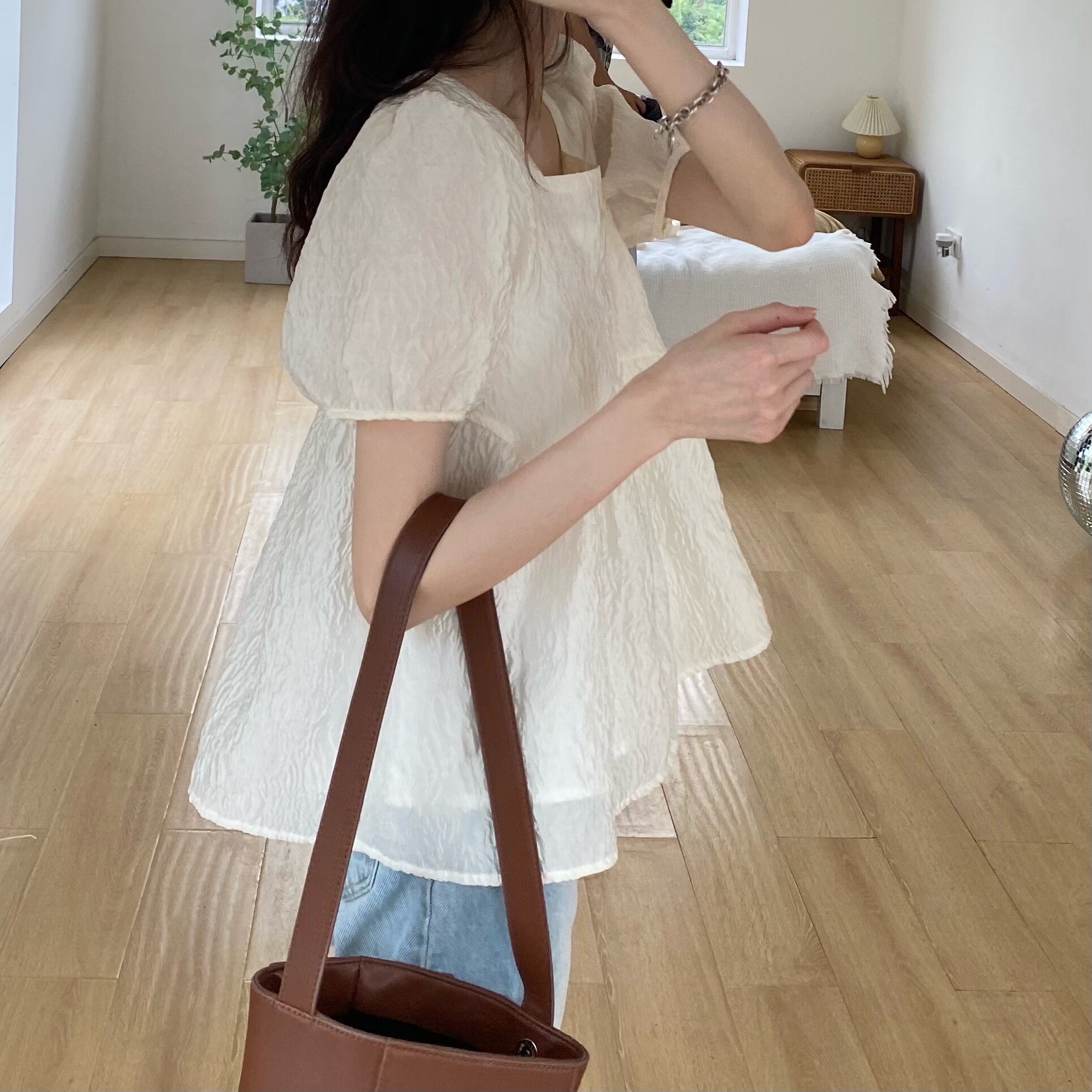 산모복 여름 스타일 루즈하고 스타일리시한 작은 분들이 외출하기 좋은 캐주얼 패션 여름 얇은 상의와 바지 투피스 슈트
