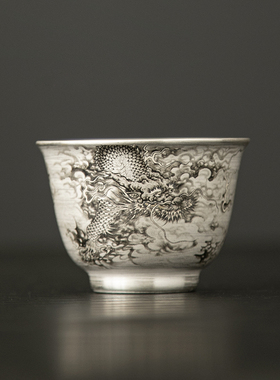 墨龙鎏银茶杯公道杯盖碗茶叶罐茶漏组家用中式陶瓷功夫茶具套装