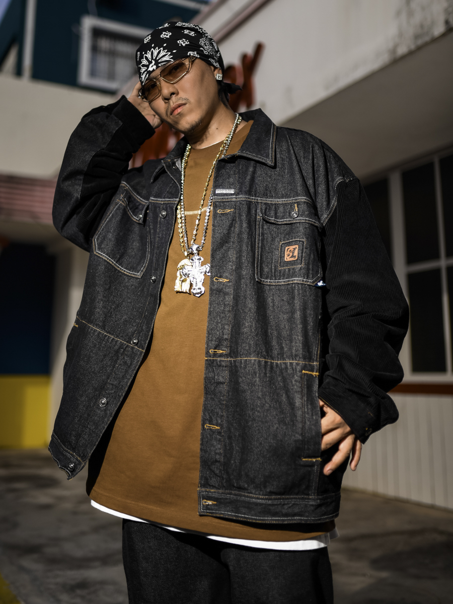 BLACUL灯芯绒拼牛仔夹克