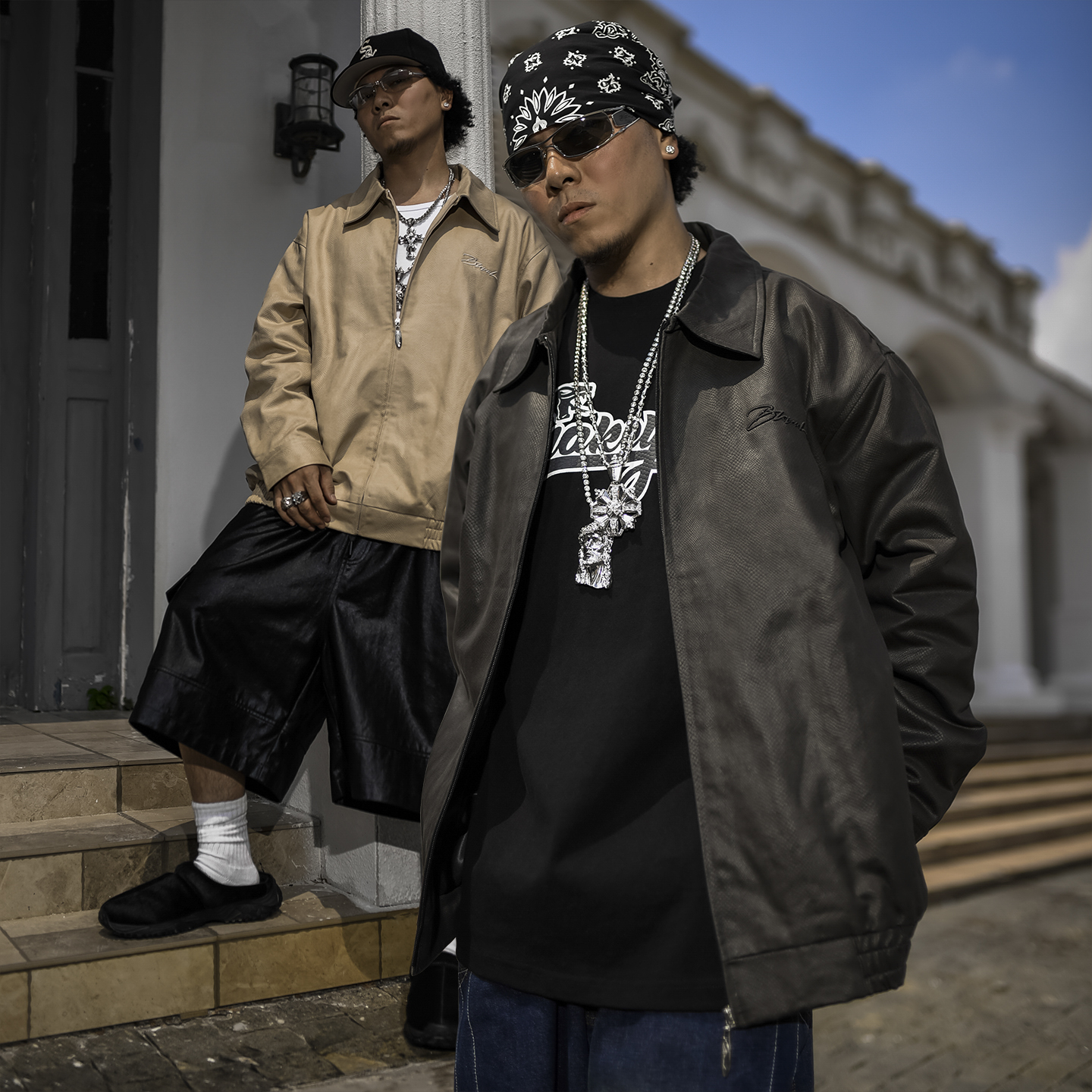 BLACUL皮感蛇纹哈灵顿夹克