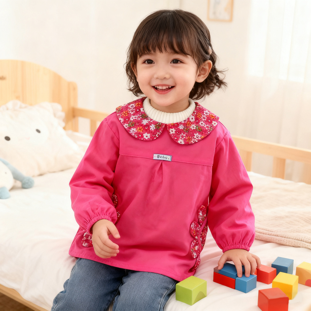 女童宝宝罩衣新款反穿衣1-2-3-4岁儿童灯芯绒吃饭衣长袖牛仔大码