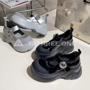 T31厚底玛丽珍女鞋2026春季新款超火松糕黑色单鞋增高学院风皮鞋