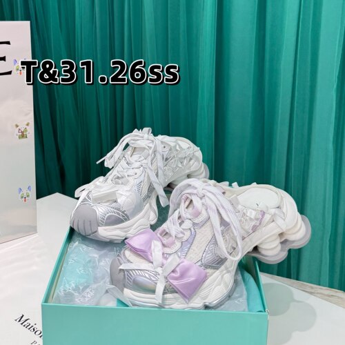T31女鞋2026夏季新款蕾丝蝴蝶结包头半拖鞋厚底增高休闲运动女鞋