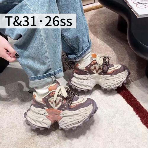 T31女鞋2026秋季新款欧货厚底老爹鞋拼色增高运动休闲鞋百搭潮鞋