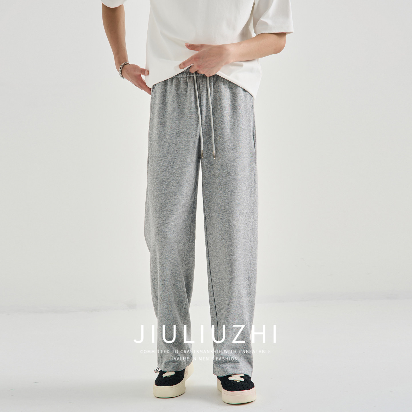 九六致夏季280g重磅侧缝前移直筒宽松阔腿裤卫裤休闲裤长裤男款