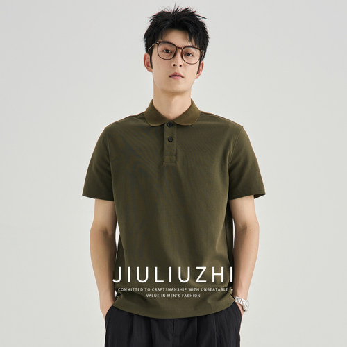 夏日230g珠地棉正肩宽松Polo衫男
