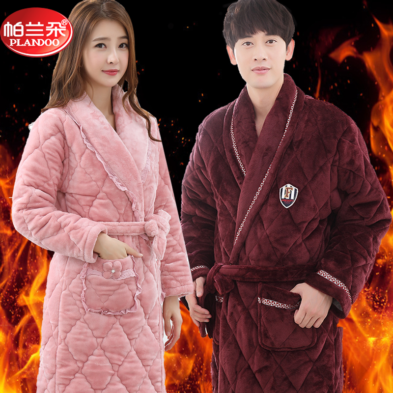 帕兰朵睡袍女冬珊瑚绒三层夹棉加厚保暖加长款浴袍加绒冬季男睡衣,女士内衣/男士内衣/家居服,睡袍/浴袍,淘宝优惠券,粉丝福利购,淘宝优惠卷