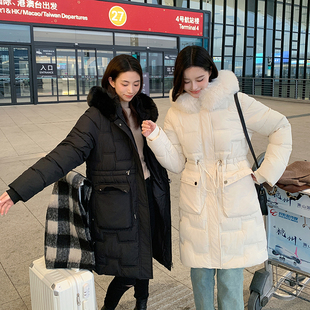 实拍时尚休闲保暖新款中长款洋气设计感网红爆款冬季棉服外套女款