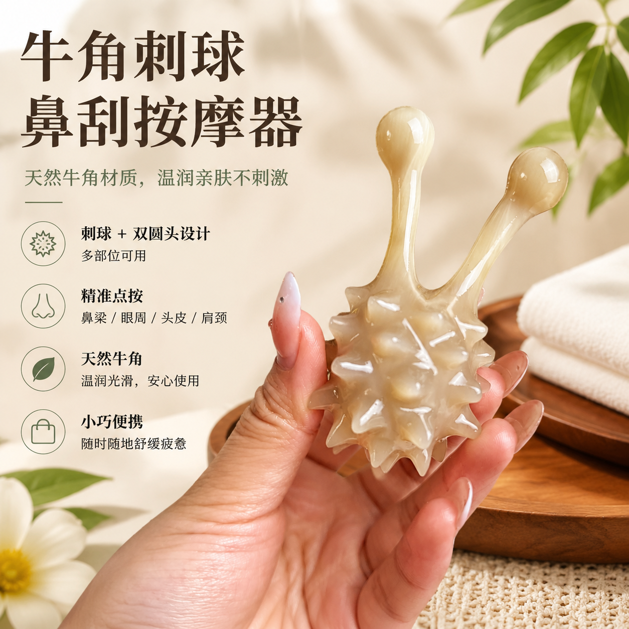 龙猫造型牛角刺球鼻刮用于面部手部