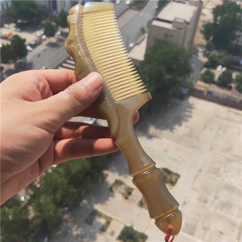 网红爆款天然白水牦牛角按摩梳子家用女长发防静电礼物梳刻字密齿