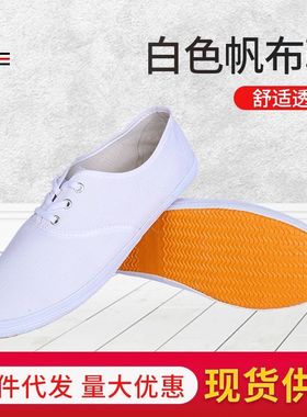 白色球鞋太极帆布鞋小白鞋体操鞋网球鞋竞赛男武术训练运动会鞋子