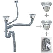 厨房水槽下水配件洗菜盆排水单双槽防臭全不锈钢出水管器配件 包邮