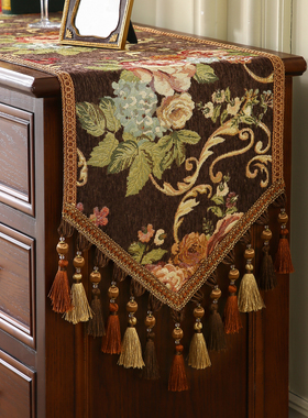 桌旗斗柜桌布长条盖布装饰美式电视柜法式复古轻奢高级感茶席高端