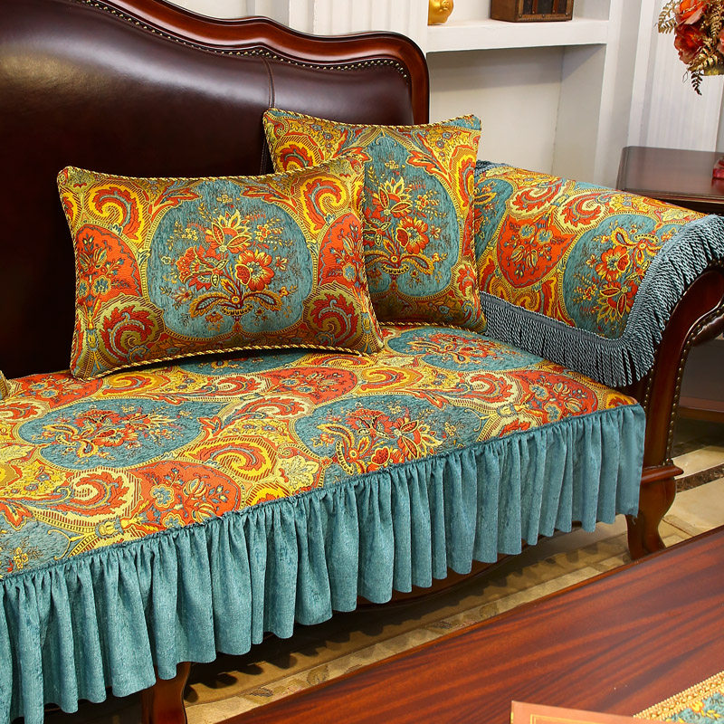 欧式皮沙发垫冬款厚高档奢华四季通用防滑客厅123组合雪尼尔坐垫