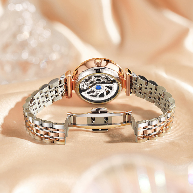 正品瑞士阿玛妮满天星手表女士2021新款十大名牌轻奢镂空机械女表