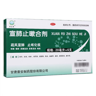 普安康宣肺止嗽合剂止20ml*6支咳水发热鼻塞流涕肺炎气管炎咳嗽药
