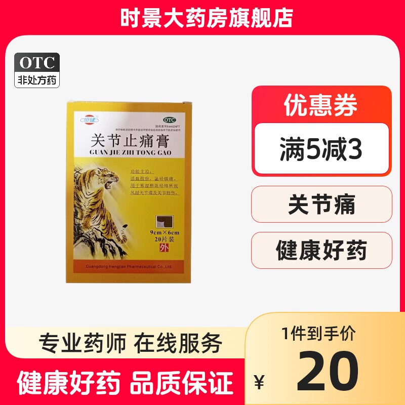 恒健 关节止痛膏 9cm*6cm*20片 活血散瘀风湿关节痛关节扭伤