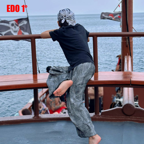 edo一度童装夏扎染轻薄阔腿长裤