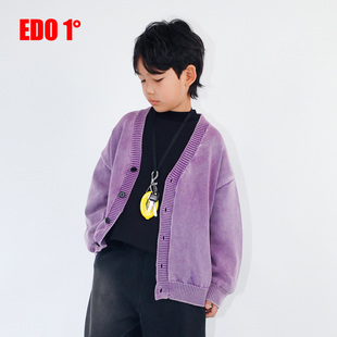 EDO一度童装25秋冬新款男女童休闲针织开衫毛衣外套宽松可亲子