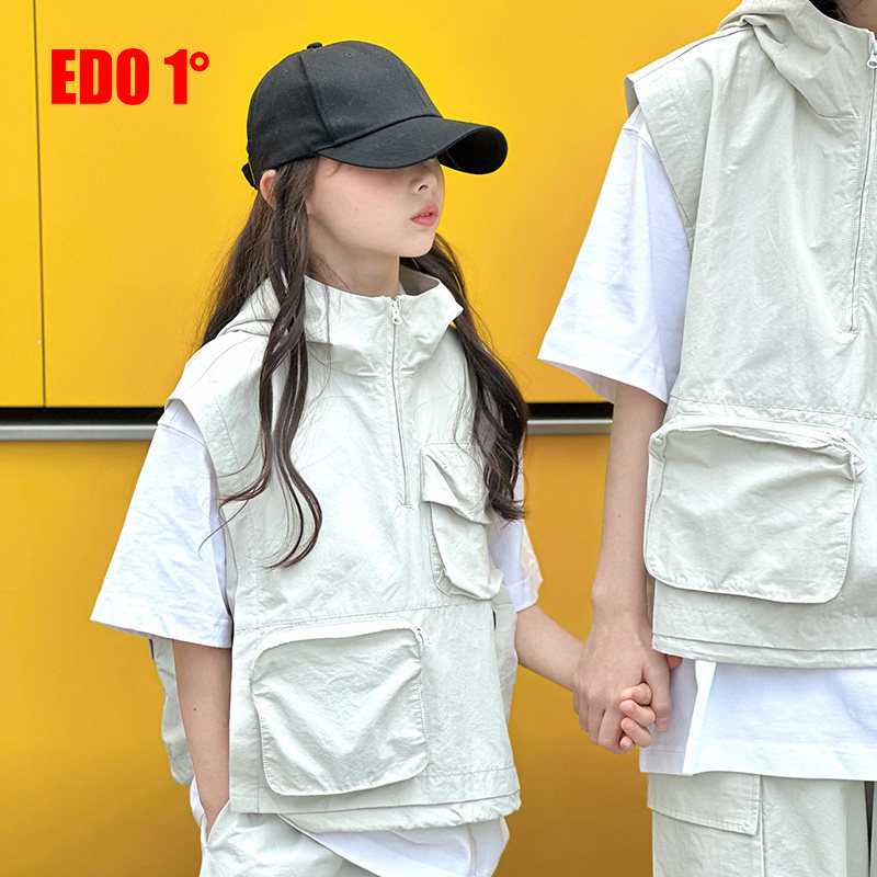 edo一度童装春夏款男女童时尚宽松马甲儿童户外百搭上衣潮