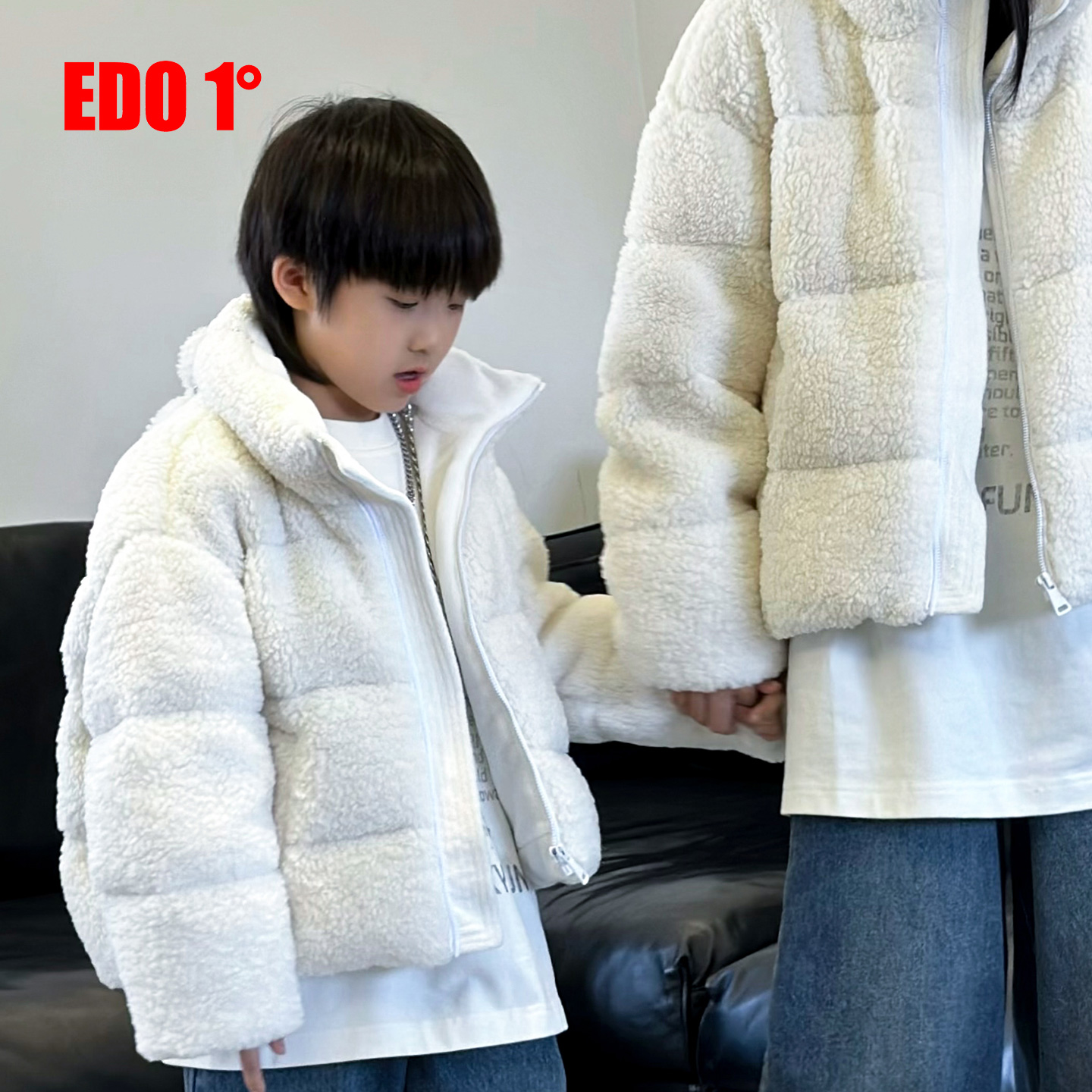 edo童装时尚摇粒绒羽绒服