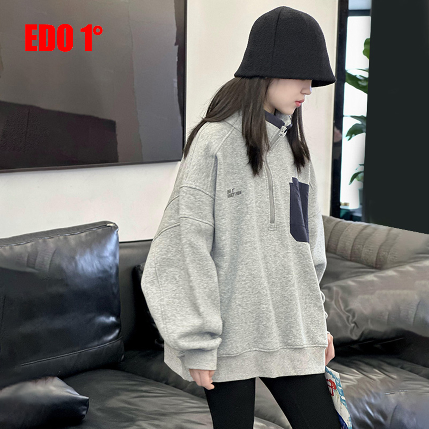 edo童装时尚休闲加绒卫衣