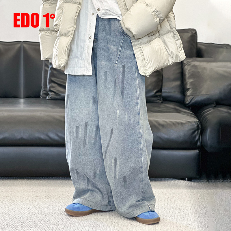 edo童装秋款时髦洋气直筒牛仔裤