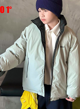 edo1一度童装25冬季新款立领双面穿羽绒服一件两穿保暖外套上衣