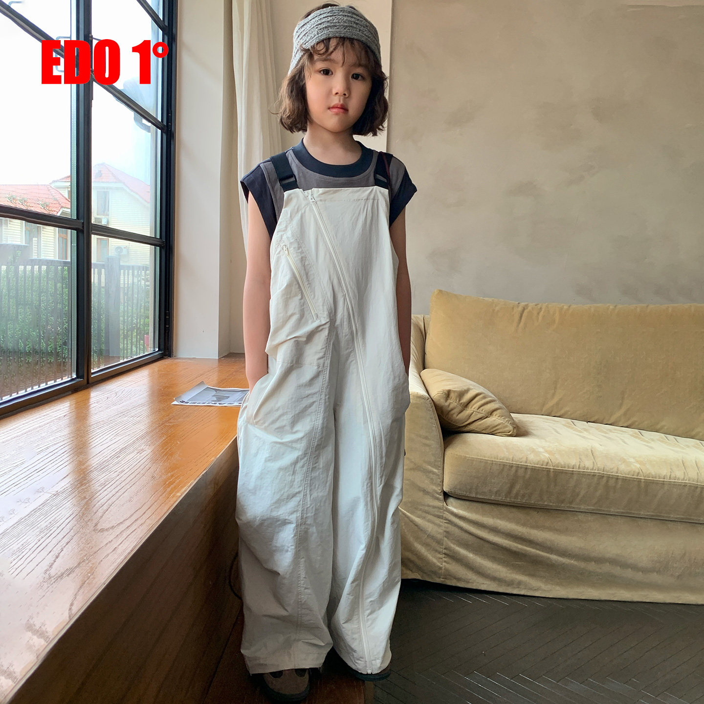 edo一度童装春新款男女童时尚工装背带裤儿童休闲长裤子潮