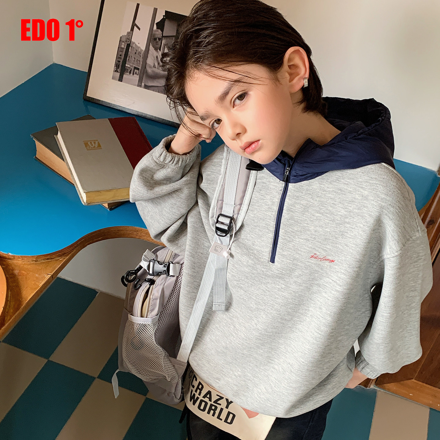 edo一度26秋冬儿童百搭连帽卫衣