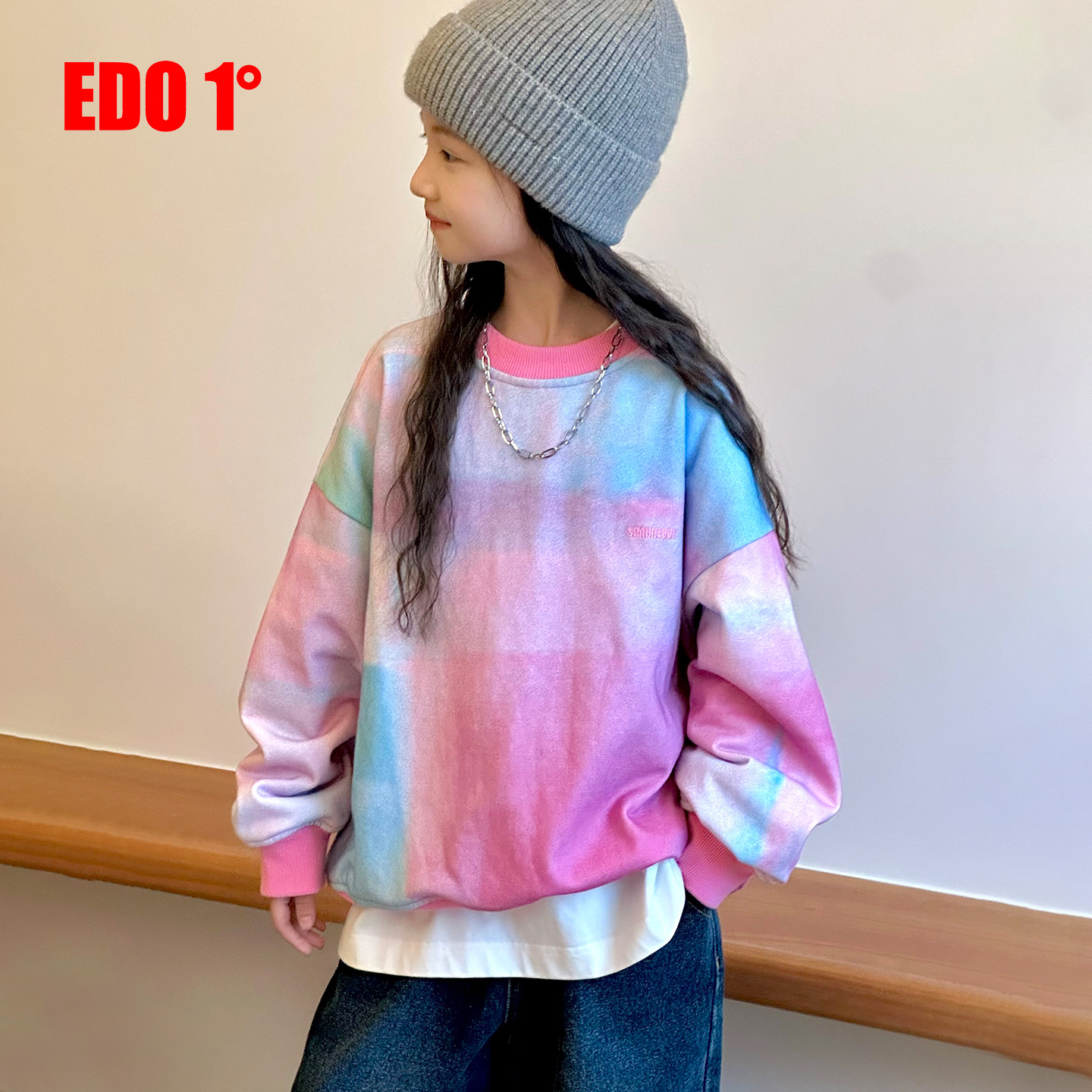 edo童装2025年秋冬新款彩色卫衣